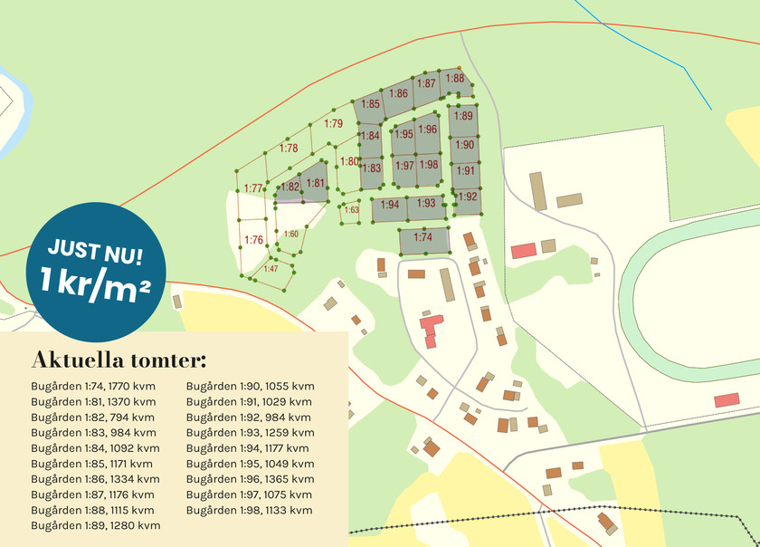 Tomtkarta över tomer i Myre till kampanjpris